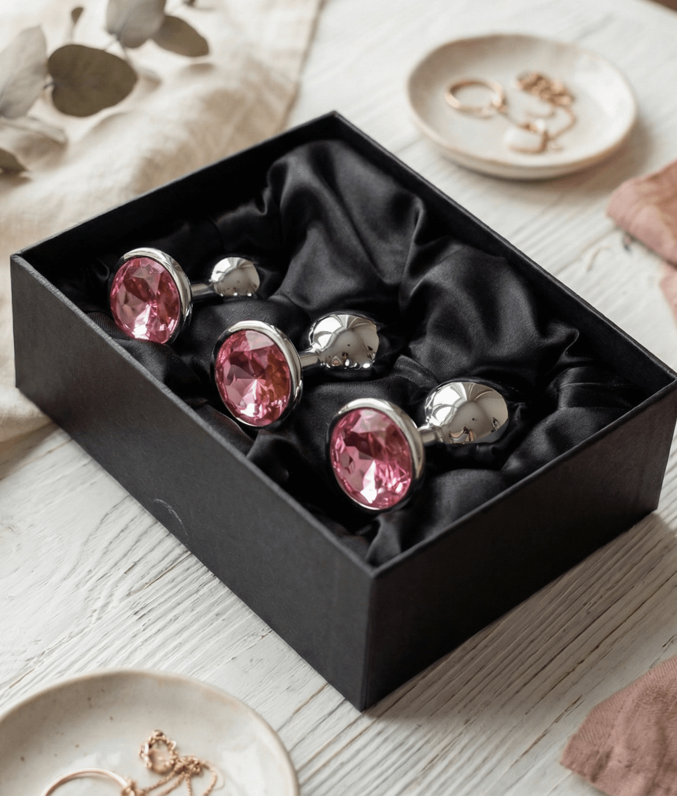 N69 zestaw z kryształkiem różowym