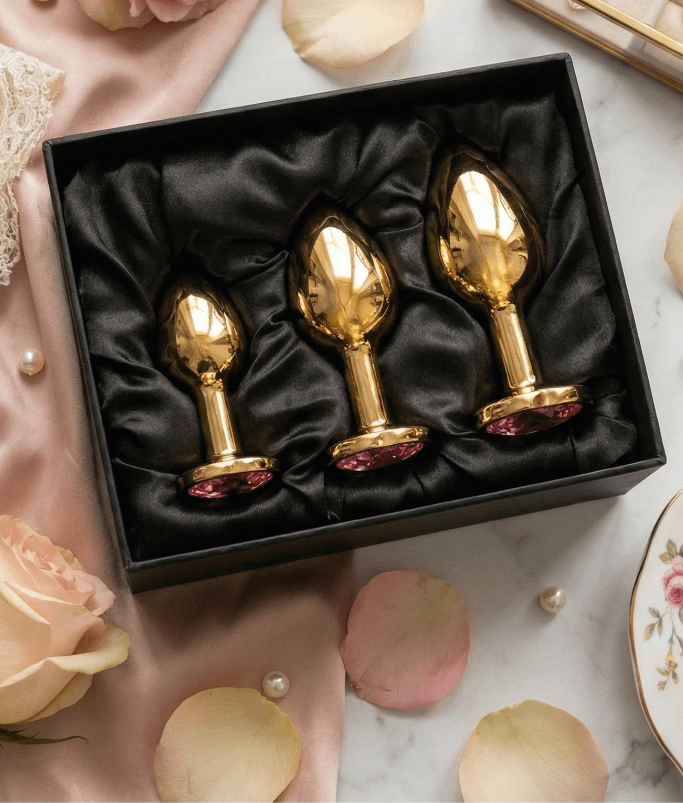 N69 zestaw serce z kryształkiem różowym