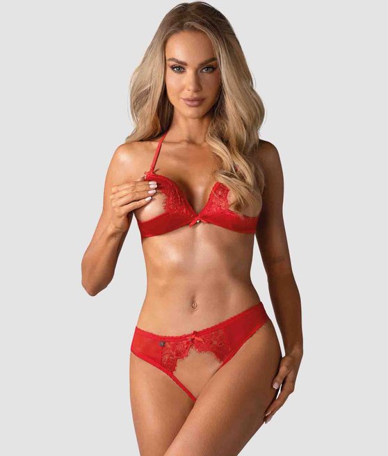 Obsessive 870-SEC-3 set bra and thong with open crotch