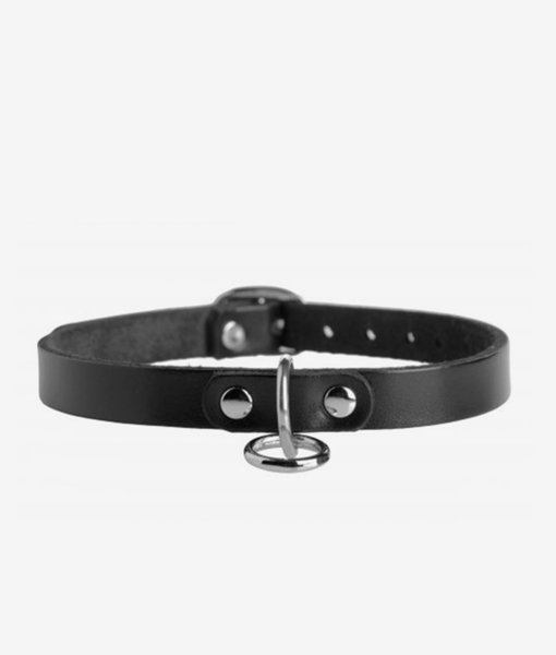 Unisex Leather Choker with ORing