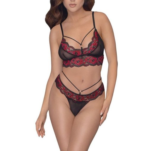 Cottelli bra and string body with open crotch
