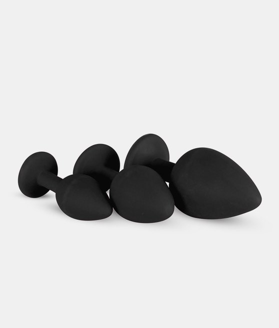 Easytoys Anal Collection Silicone Buttplug Set with Diamond Black