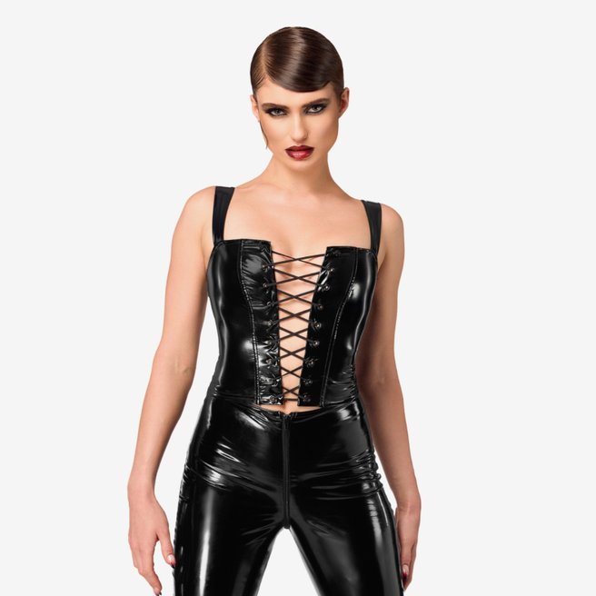 Noir Handmade Dominae Frontbind PVC F379 gorsetowy top
