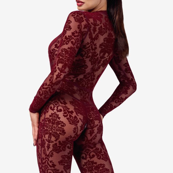 Noir Handmade Kink Royal F382 burgundowy kombinezon