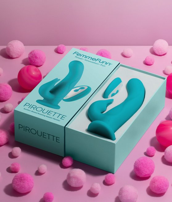 FemmeFunn pirouette turquoise vibrátor s králíčkem