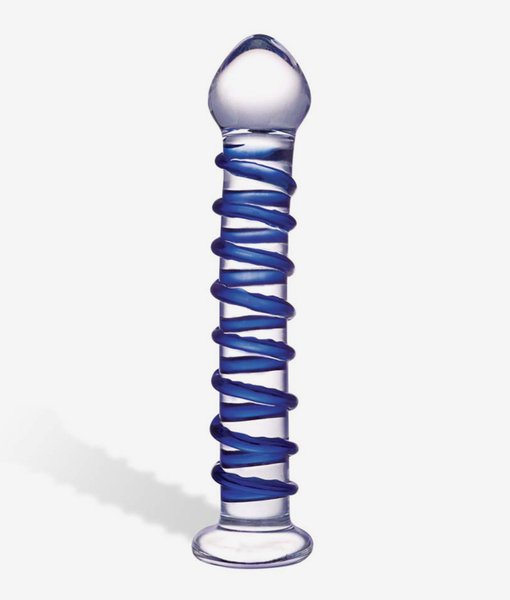 Gläs Blue Spiral skleněné Dildo