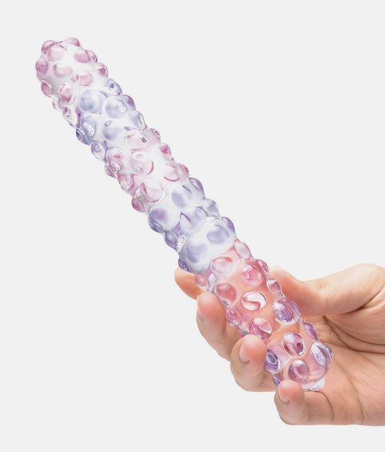 Glas Purple Rose Nubby Dildo