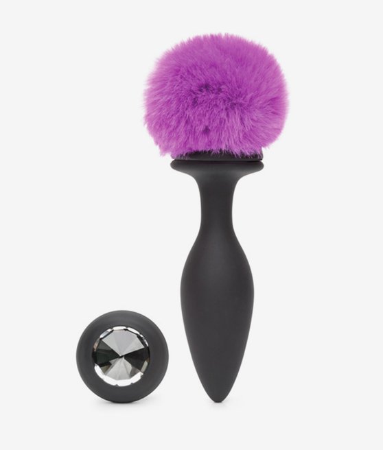 Happy Rabbit Rechargeable Vibrating Butt Plug Black Purple Large