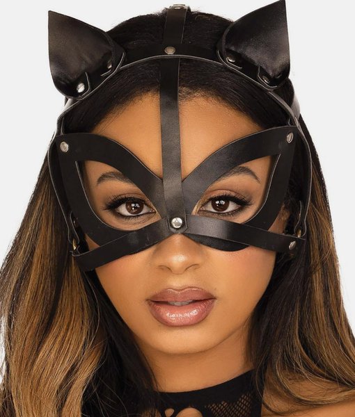 Leg Avenue 3710 Cat mask in vegan leather with studs