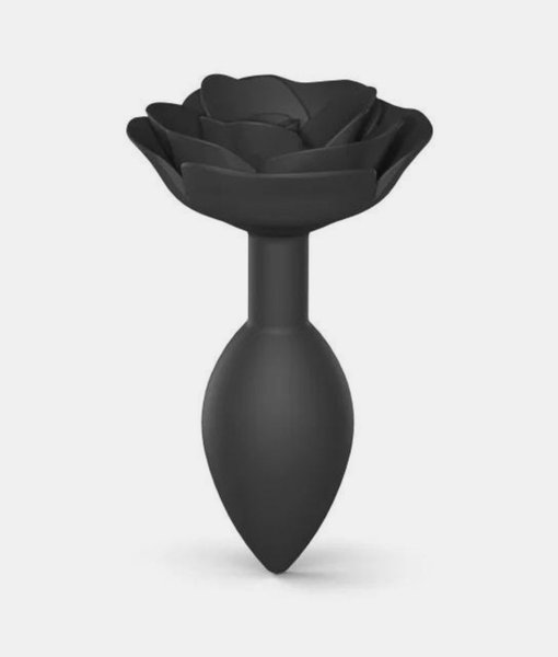 Love to Love Open Roses Size L Butt Plug Black