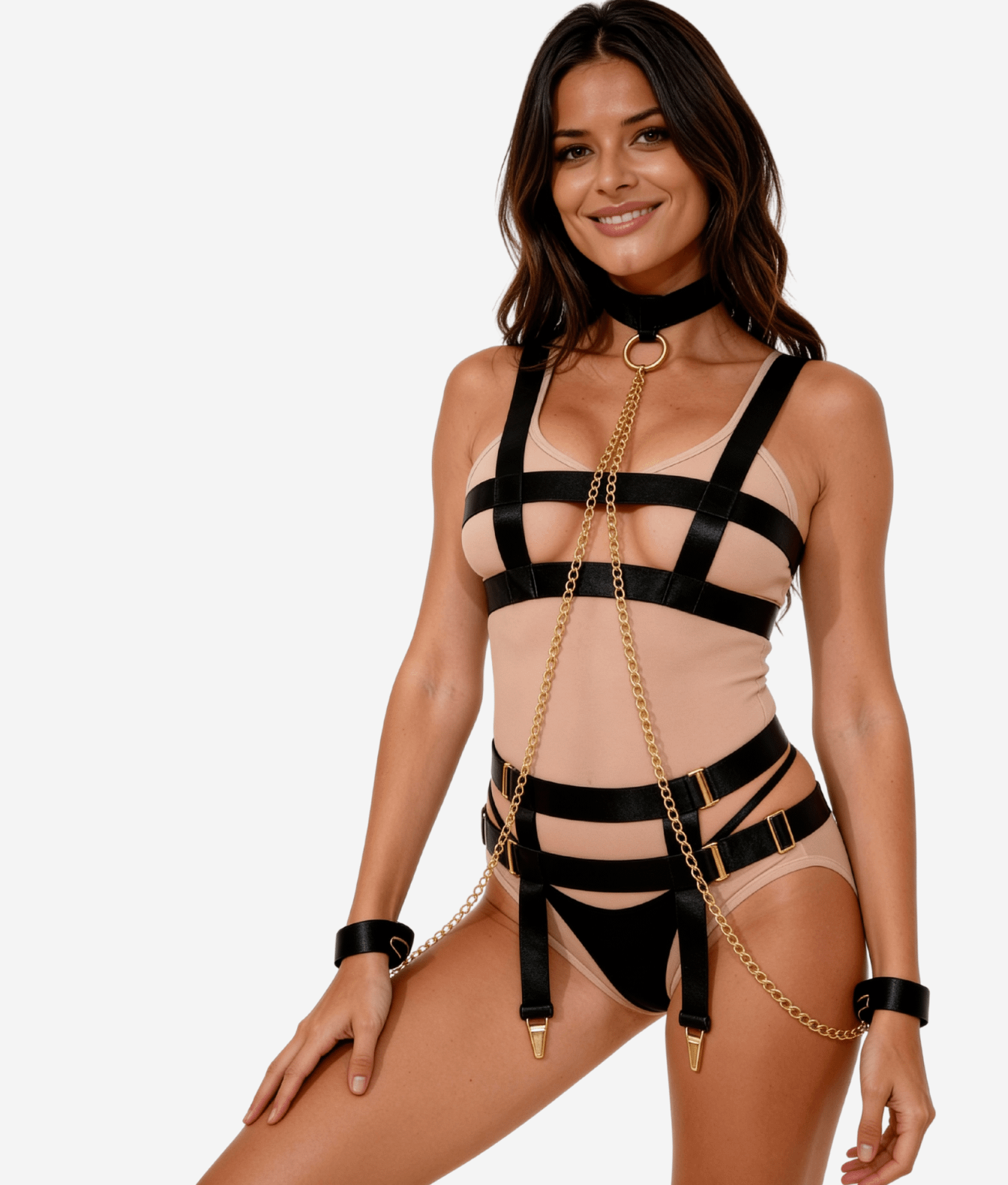 NAKAI Aurienne czarny komplet z łańcuszkami