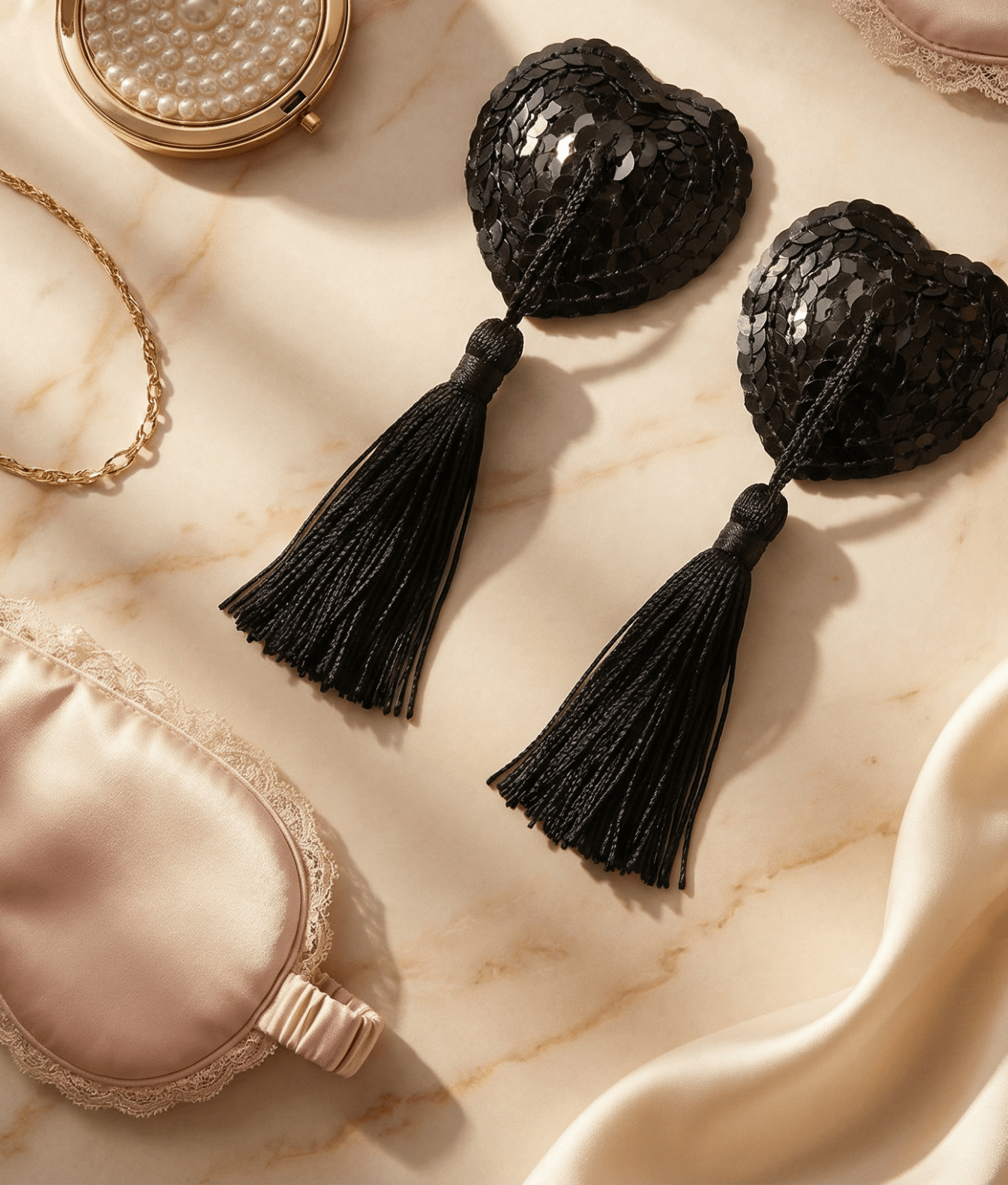 Mr. & Mrs. Nasutniki serca cekiny z frędzlami