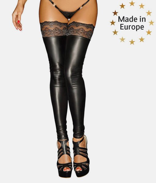 Noir Handmade F135 powerwetlook stockings with silicone lace