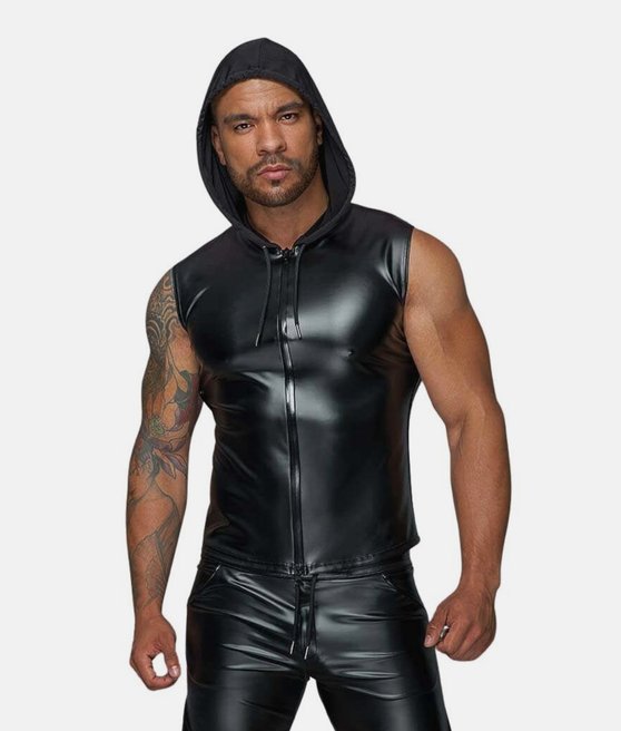 Noir Handmade H062 men's sleeveless powerwetlook hoodie