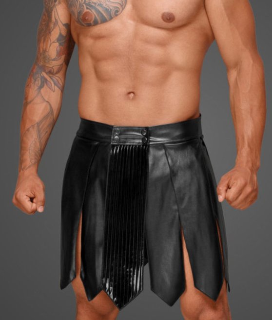 Noir Handmade men's gladiator skirt in eco-skin H053