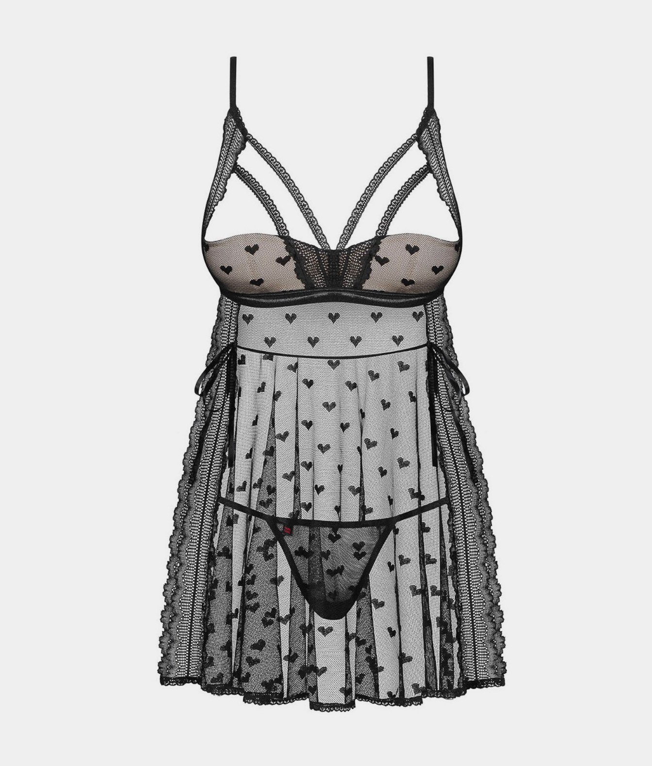 Obsessive Heartia babydoll černé babydoll tanga