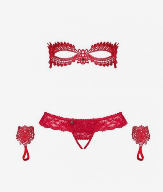 Obsessive Hetea set headband, thong and gloves