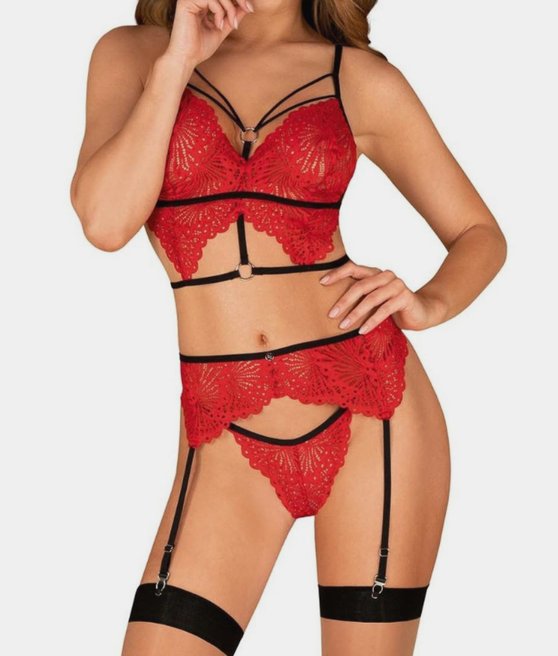 Obsessive Mettia bra, thong and garter belt