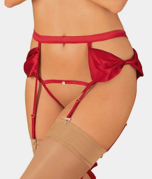 Obsessive Rubinesa garter belt and thong with open crotch