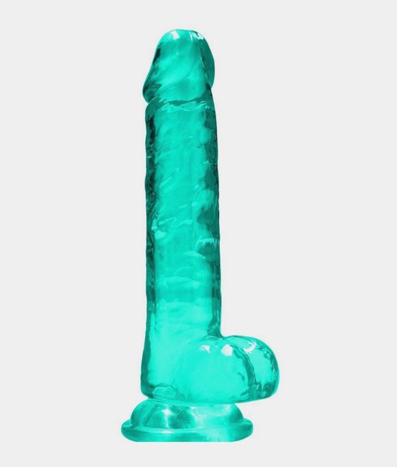 Realistické dildo s kuličkami -tyrkysové