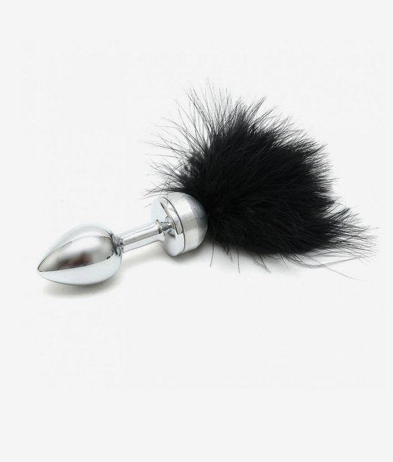 Rimba Butt plug SMALL with black feather unisex