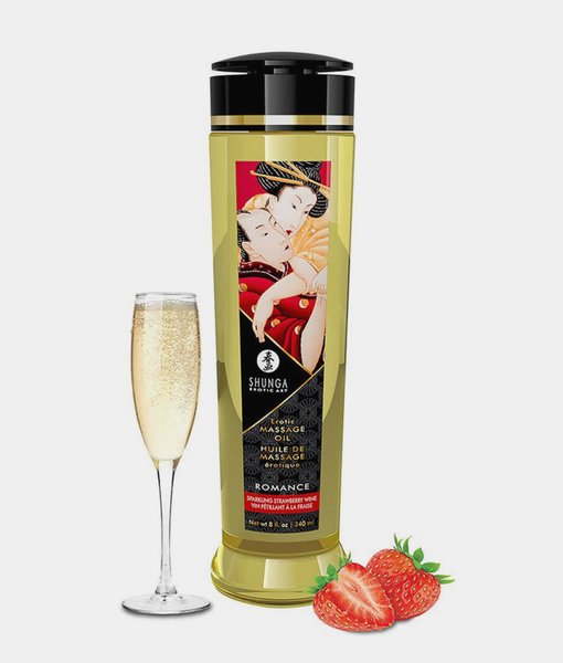 Shunga Massage Oil Romance Strawberries Champagne