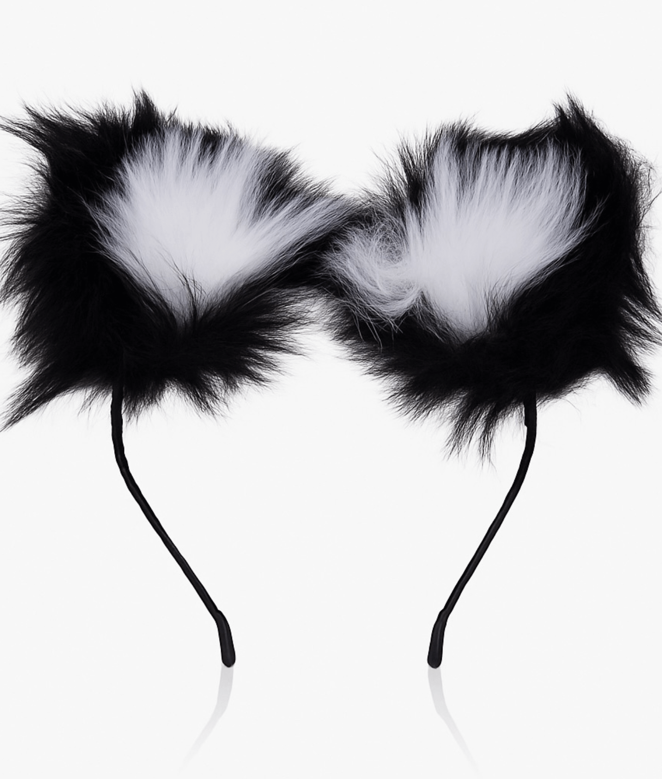 N69 opaska futrzana z uszami kostiumowa czarno biała